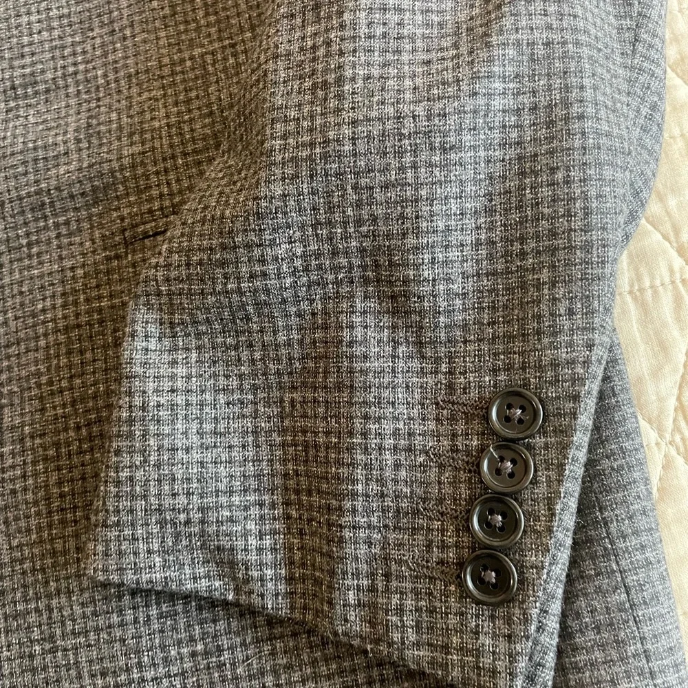 CANALI Made‎ in Italy Crosshatch Check Stretch Wool Jacket in Grays 40 R $1895